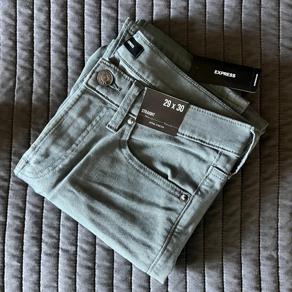 NWT Mens Express Straight Light Gray Jeans 29x30